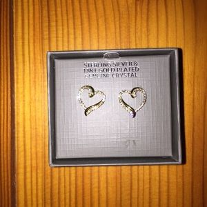 Sterling Silver 18 KT Gold Plated Heart Earrings